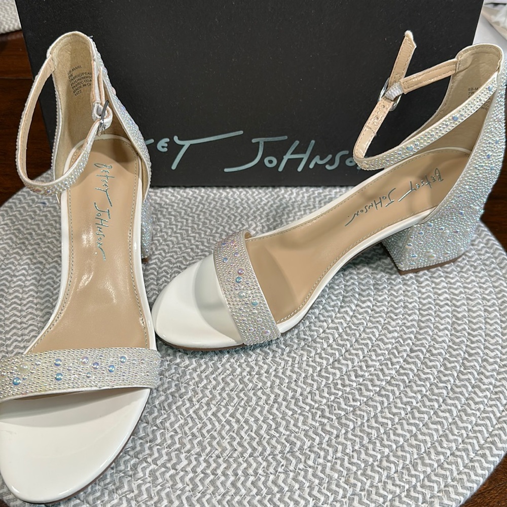 Betsey Johnson SB-Mari white heel sandals